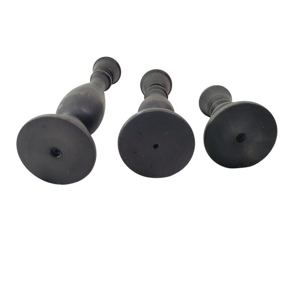 Unbranded Wooden Rustic Candlestick Holder Set of 3 Adult's Black Farm Decor - Picture 6 of 7